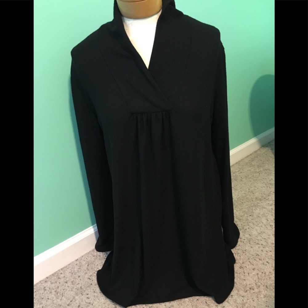 Plus size black surplice blouse